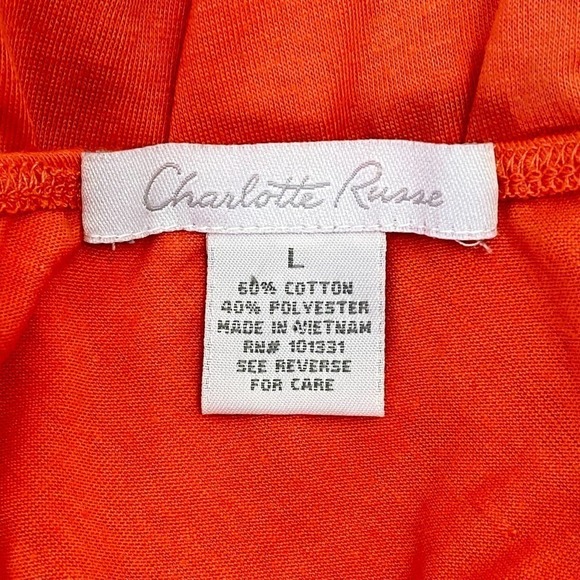 CHARLOTTE Russe Burnt Orange Short Puff Sleeve V-Neck Peasant Blouse Large - Picture 9 of 11
